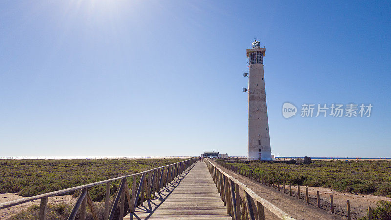 Fuerteventura - Morro Jable - Jandia -带有木制小路的灯塔